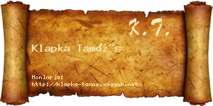 Klapka Tamás névjegykártya