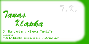 tamas klapka business card